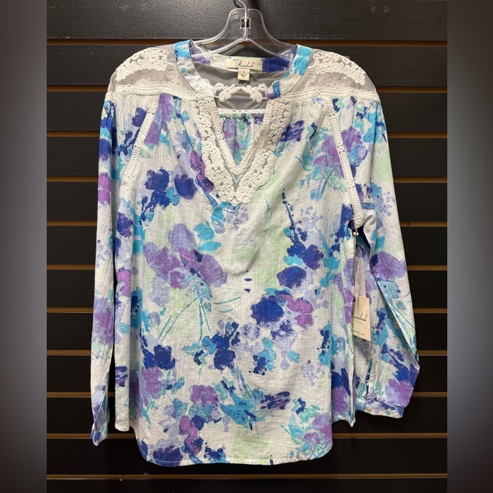 Caffe Marrakesh Floral Embroidered Top NWT S